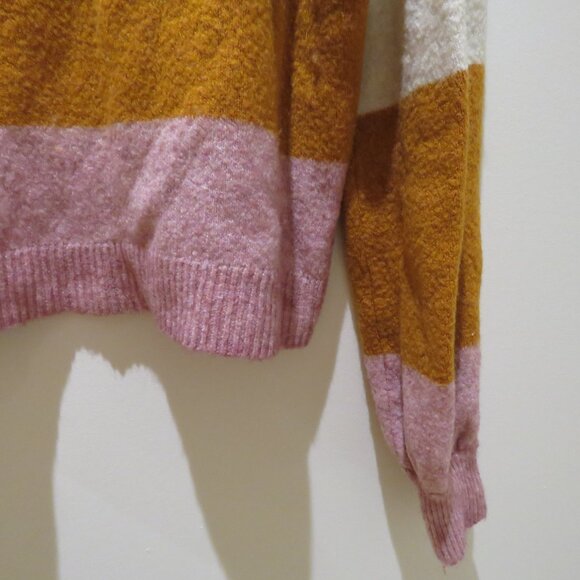 MADEWELL Striped Gladwell Balloon-Sleeve Pullover Sweater in Heather Mulberry - Picture 8 of 14